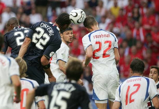World Cup 2006 - Group E, Czech Republic vs USA USA s Oguchi Onyewu and Czech Republic s David Rozehnal in action during the World Cup 2006, Group E, Czech Republic vs USA in Gelsenkirchen, Germany on June 12, 2006. Czech Republic won 3-0. Photo by Gouhier-Hahn-Orban Cameleon ABACAPRESS.COM Gelsenkirchen Germany  Copyright: xGouhier-Hahn-Orban ABACAx 99800_25 Gouhier-Hahn-Orban ABACAx 99800_25