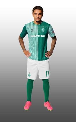 GER, team portrait Werder Bremen 07 08 2023, Wohninvest Weserstadion, Bremen, GER, team portrait Werder Bremen in picture picture shows Justin Njinmah SV Werder Bremen 17 CARSTENxHEIDMANNxFOTOGRAFIE;xWerderxviaxnordphotoxGmbH; nph00001
