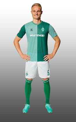 GER, team portrait Werder Bremen 07 08 2023, Wohninvest Weserstadion, Bremen, GER, team portrait Werder Bremen in picture shows Amos Pieper Werder Bremen 05 CARSTENxHEIDMANNxFOTOGRAFIE;xWerderxviaxnordphotoxGmbH; nph00001