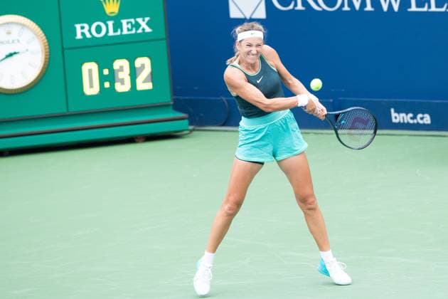 August 07, 2023: Victoria Azarenka returns the ball during the WTA, Tennis Damen National Bank Open first round match at IGA Stadium in Montreal, Quebec. CSM Montreal Canada - ZUMAc04_ 20230807_zma_c04_183 Copyright: xDanielxLeax