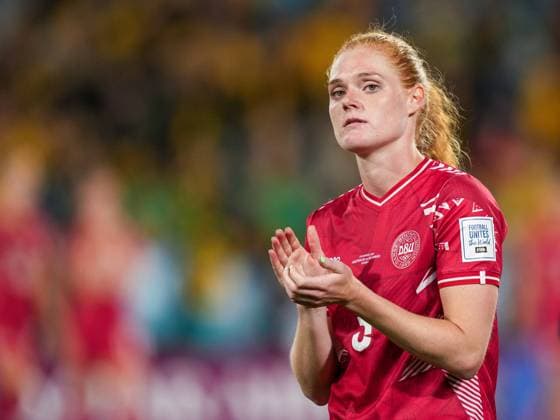 Sydney, Australia, August 7th 2023: Stine Ballisager (3 Denmark) looks dejected and disappointed after their loss during the FIFA Womens World Cup 2023 Round 16 football match between Australia v Denmark at Stadium Australia in Sydney, Australia. (Daniela Porcelli SPP) Copyright: xDanielaxPorcellix xSPPx spp-en-DaPoSp-20230808-DP302500