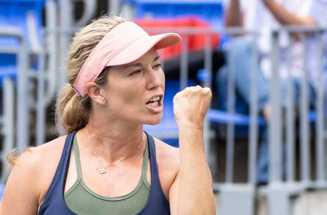 August 8, 2023, MONTREAL, PQ, Canada: Danielle Collins of the United States reacts during her match against Elina Svitolina of Ukraine at the National Bank Open tennis tournament in Montreal, Tuesday, August 8, 2023. Canada News - August 8, 2023  - ZUMAc35_ 20230808_zaf_c35_010 Copyright: xChristinnexMuschix