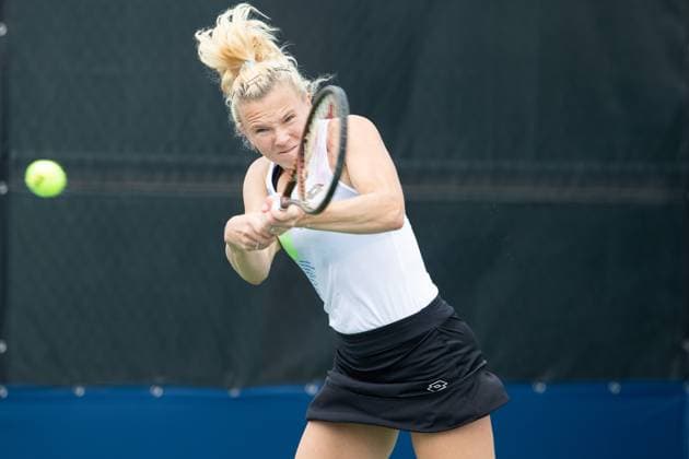 August 08, 2023: Katerina Siniakova (CZE) returns the ball during the WTA, Tennis Damen National Bank Open first round match at IGA Stadium in Montreal, Quebec. CSM Montreal Canada - ZUMAc04_ 20230808_zma_c04_086 Copyright: xDanielxLeax