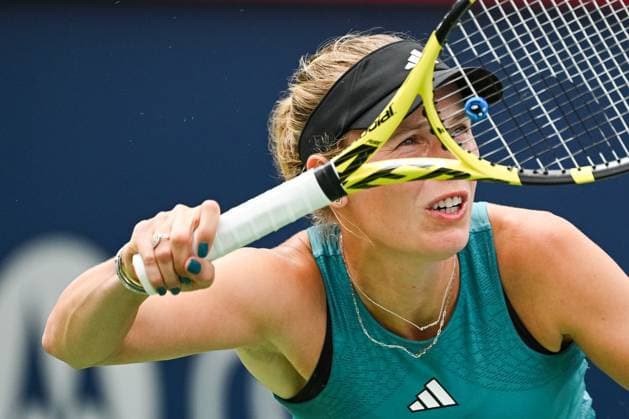 MONTREAL, QC - AUGUST 08: Look on Caroline Wozniacki (DEN) during a first round match at WTA, Tennis Damen National Bank Open on August 08, 2023 at IGA Stadium in Montreal, QC (Photo by David Kirouac Icon Sportswire) TENNIS: AUG 08 National Bank Open EDITORIAL USE ONLY Icon230808034