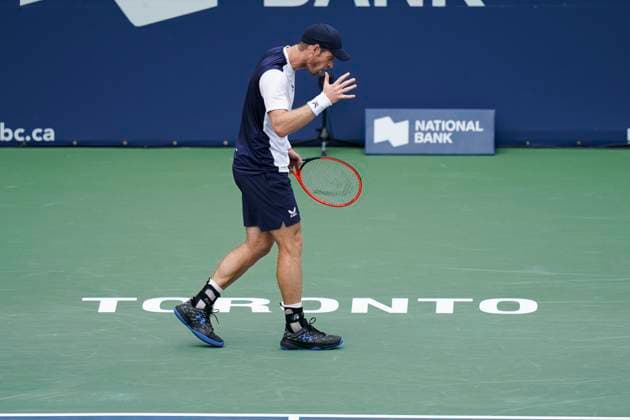 August 8, 2023, Toronto, Ontario, Canada: ANDY MURRAY reacts to missing a point during a match against Lorenzo Sonego at The National Bank Open ATP, Tennis Herren tournament in Toronto Toronto Canada - ZUMAm215 20230808_zip_m215_001 Copyright: xArlynxMcAdoreyx