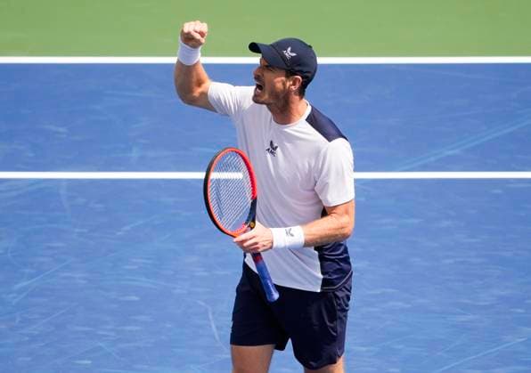 August 8, 2023, TORONTO, ON, Canada: Great Britain s Andy Murray celebrates against Italy s Lorenzo Sonego during tennis action at the National Bank Open in Toronto, Tuesday, Aug. 8, 2023. Canada News - August 8, 2023  - ZUMAc35_ 20230808_zaf_c35_033 Copyright: xMarkxBlinchx