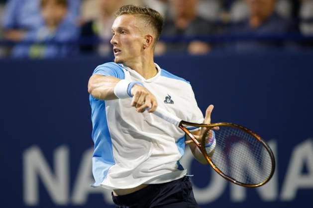August 8, 2023, TORONTO, ON, Canada: Jiri Lehecka of Czech Republic returns a ball to Casper Ruud of Norway during National Bank Open tennis in Toronto, Tuesday, Aug. 8, 2023. Canada News - August 8, 2023  - ZUMAc35_ 20230808_zaf_c35_133 Copyright: xColexBurstonx