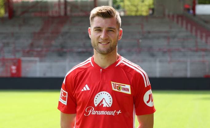 Robin Knoche 1 FC Union Berlin FCU 1 BL Bundesliga Porträttermin season 2023 2024 squad, portrait, presentation, presentation, press appointment, GER 09 08 23