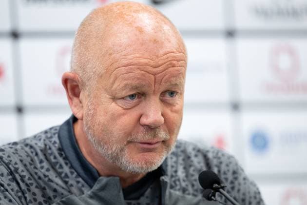 230809 Per Mathias Hogmo, head coach during a press conference ahead of a training session with Häcken on August 9, 2023 in Vilnius Photo Emma Wallskog BILDBYRAN COP 320 EW0234 fotboll soccer fotball uefa europa league träning practice training häcken bbeng  Copyright: EMMAxWALLSKOG BB230809EW005