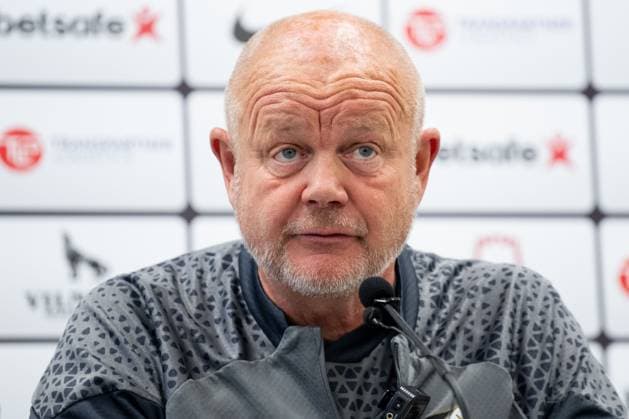 230809 Per Mathias Hogmo, head coach during a press conference ahead of a training session with Häcken on August 9, 2023 in Vilnius Photo Emma Wallskog BILDBYRAN COP 320 EW0234 fotboll soccer fotball uefa europa league träning practice training häcken bbeng  Copyright: EMMAxWALLSKOG BB230809EW012