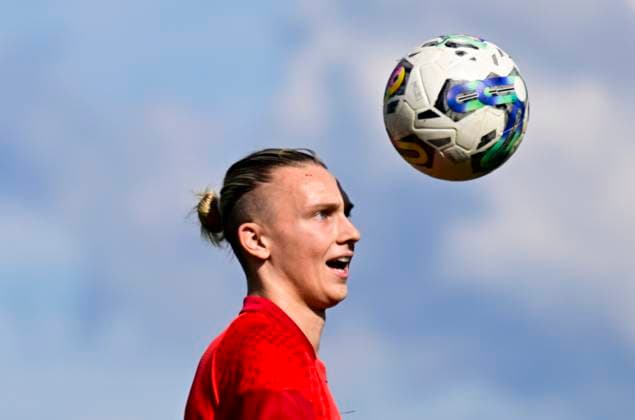Media programme before the first match of the 3rd qualifying round of the Football UEFA Europa League Slavia Prague vs Dnipro in Prague, Czech Republic, August 9, 2023. Maksym Taloverov of Slavia during a training session. (CTKxPhoto RomanxVondrous) CTKPhotoP2023080905766  CTKPhotoP2023080905766