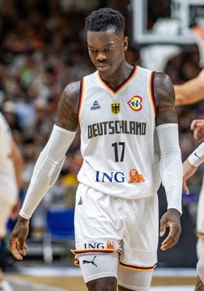 Basketball internationals, Germany Canada, Mercedes Benz Arena Germanys Dennis Schroeder runs across the court with his head down Basketball internationals Germany Canada