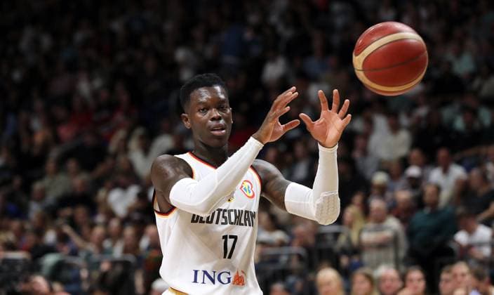 Dennis Schröder GER action upper body sport basketball DBB national team men international match season 2023 2024 09 08 2023 Germany GER vs Canada CAN