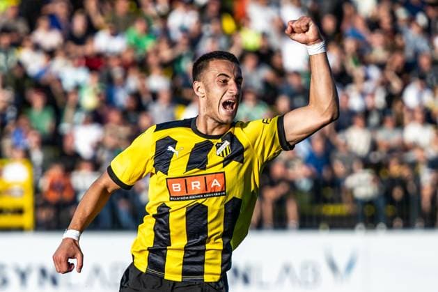 230810 Srdjan Hrstic of Häcken celebrates after 0 1 during the UEFA Europa League qualifying match between Zalgiris Vilnius and Häcken on August 10, 2023 in Vilnius Photo Emma Wallskog BILDBYRAN COP 320 EW0236 fotboll football soccer fotball uefa europa league zalgiris vilnius häcken bbeng jubel  Copyright: EMMAxWALLSKOG BB230810EW029