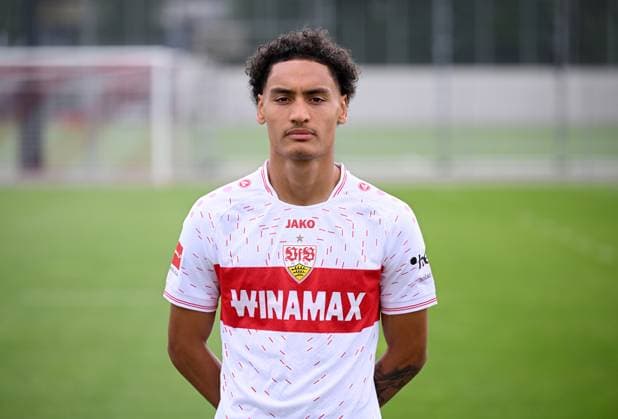 FOOTBALL 1 BUNDESLIGA SEASON 2023 2024 09 08 2023 Photo opportunity at VfB Stuttgart on the training ground Enzo Millot