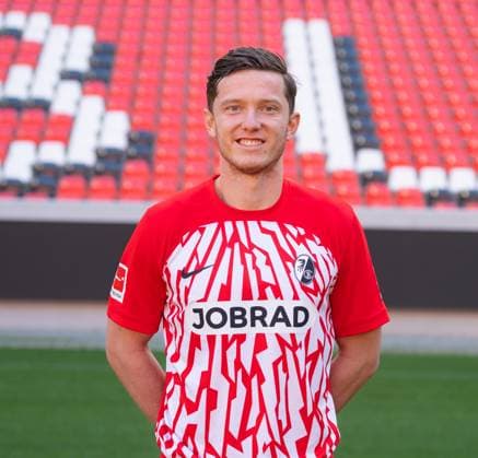 Michael Gregoritsch SC Freiburg, 38 1 Bundesliga, SC Freiburg, Portraettermin 2023 2024, 10 08 2023, DFL REGULATES PROHIBIT ANY USE OF PHOTOGRAPHS AS IMAGE SEQUENCES AND OR QUASI VIDEO GER, Football, Men, 1 Bundesliga, Spielzeit 2023 2024, SC Freiburg, Portraettermin 2023 2024, 10 08 2023, Freiburg im Breisgau Copyright: xEibner-Pressefoto SilasxSchuellex EP_EER