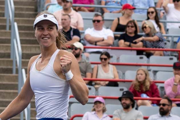August 11, 2023, MONTREAL, PQ, Canada: Liudmila Samsonova of Russia reacts during her game against Aryna Sabalenka of Belarus, during the National Bank Open tennis tournament in Montreal, Friday, Aug. 11, 2023. Canada News - August 11, 2023  - ZUMAc35_ 20230811_zaf_c35_037 Copyright: xChristinnexMuschix