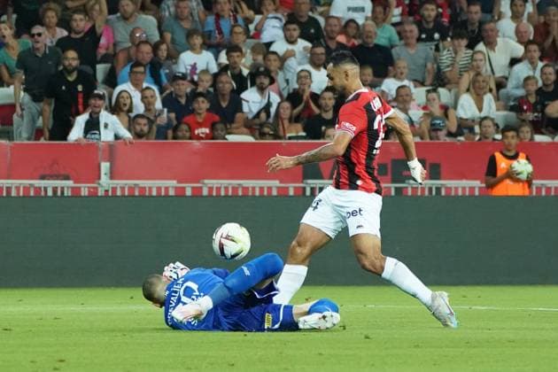 But - GaÃ«tan Laborde (OGC Nice) - Lucas Chevalier (Lille) FOOTBALL : OGC Nice vs Lille - Ligue 1 Uber Eats - Nice - 11 08 2023 NorbertScanella Panoramic 