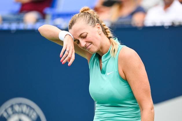MONTREAL, QC - AUGUST 11: Look on Petra Kvitova (CZE) during a third round match at WTA, Tennis Damen National Bank Open on August 11, 2023 at IGA Stadium in Montreal, QC (Photo by David Kirouac Icon Sportswire) TENNIS: AUG 11 National Bank Open EDITORIAL USE ONLY Icon230811026