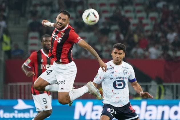 GaÃ«tan Laborde (OGC Nice) - Benjamin Andre (Lille) FOOTBALL : OGC Nice vs Lille - Ligue 1 Uber Eats - Nice - 11 08 2023 NorbertScanella Panoramic 