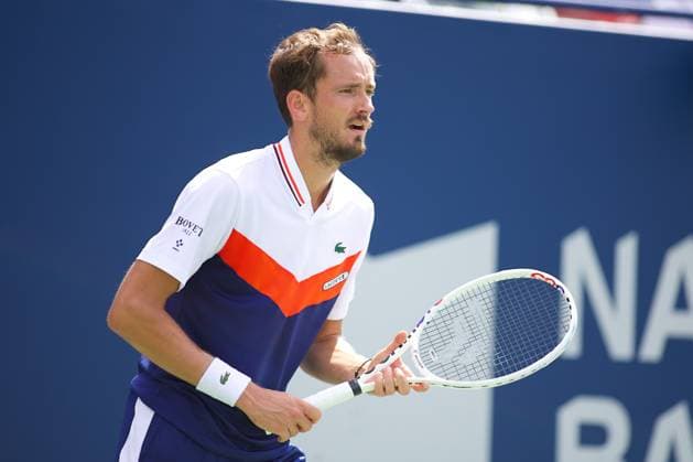 Daniil Medvedev of Russia prepares to receive a serve during his men s quarter final match against Alex de Minaur of Australia on day seven of the 2023 National Bank Open at Sobeys Arena on August 11, 2023 in Toronto, Ontario, Canada. Noxthirdxpartyxsales  (226193943)