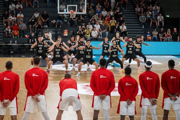 Basketball Hamburg 12 08 2023 DBB national mens team international match test match Supercup Canada CAN New Zealand NZL Hakka of New Zealand before the Soiel