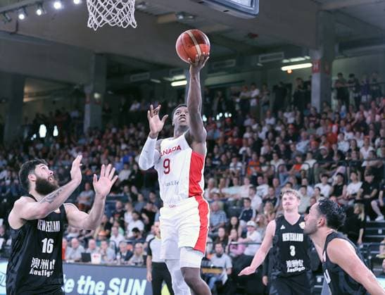 Rj Barrett CAN at the throw Basketball, Men, Supercup, DBB, Edel Optics Arena, Canada vs. New Zealand