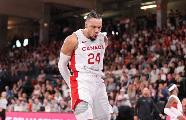Dunking Dillon Brooks CAN Basketball, Men, Supercup, DBB, Edel Optics Arena, Canada vs New Zealand