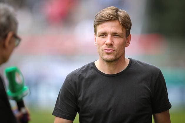12 08 2023, Cologne, soccer, DFB Pokal, 2023 2024, 1 round, Sportpark Höhenberg, FC Viktoria Köln Werder Bremen Clemens Fritz Werder Bremen interview before the match DFB regulations prohibit any use of photographs as image sequences and or quasi video Nordrhein Westfalen Germany