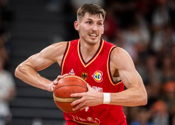 12 8 2023, GER, basketball, men, Supercup, DBB, semifinals, Germany China 107 58 Franz Wagner Germany Hamburg Edel Optics Arena Hamburg Germany
