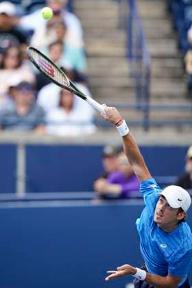 August 12, 2023, Toronto, Ontario, Canada: ALEX DE MINAUR serves the ball to Alejandro Davidovich Fokina at The National Bank Open ATP, Tennis Herren tournament in Toronto Toronto Canada - ZUMAm215 20230812_zip_m215_010 Copyright: xArlynxMcAdoreyx