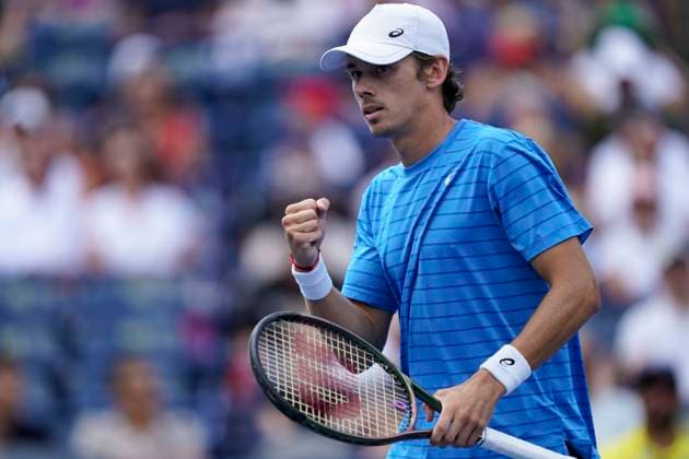 August 12, 2023, Toronto, Ontario, Canada: ALEX DE MINAUR returns the ball to Alejandro Davidovich Fokina at The National Bank Open ATP, Tennis Herren tournament in Toronto Toronto Canada - ZUMAm215 20230812_zip_m215_015 Copyright: xArlynxMcAdoreyx