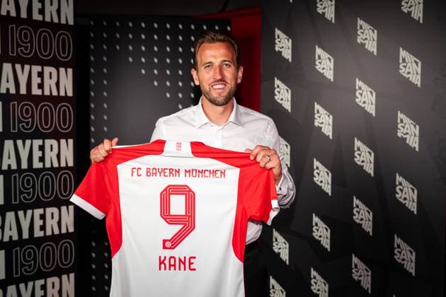 Bilder des Jahres 2023, Sport 08 August Sport Themen der Woche KW32 FC Bayern München Neuzugang Harry Kane Fußball, Deutschland, FC Bayern München 2023 2024 *** FC Bayern Munich new signing Harry Kane soccer, Germany, FC Bayern Munich 2023 2024