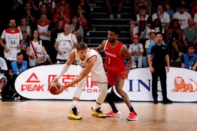 13 08 2023, German Basketball Federation, Supercup 2023, Hamburg, edel optics de Arena, Final, Germany Canada, Moritz Wagner GER, No13 , Nickeil Alexander Walker CAN, No1 Hamburg edel optics de Arena Hamburg Germany