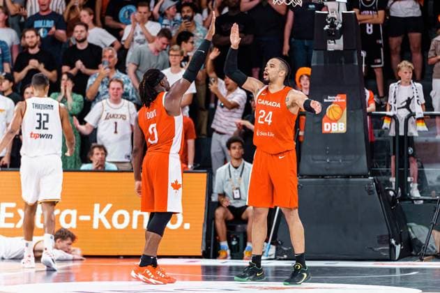 Cheering Canada after victory against Germany Germany vs Canada, Basketball, DBB Supercup, Final, 13 08 2023 Germany vs Canada, Basketball, DBB Supercup, Final, 13 08 2023 Hamburg Copyright: xEibner-Pressefoto MarcelxvonxFehrnx EP_MFN