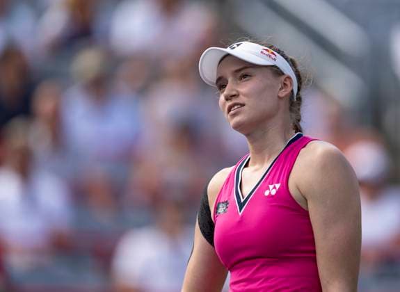 August 13, 2023, MONTREAL, PQ, Canada: Elena Rybakina of Kazakhstan, reacts during her game against Liudmila Samsonova of Russia, during semifinal action at the National Bank Open tennis tournament in Montreal, Sunday, Aug. 13, 2023. Canada News - August 13, 2023  - ZUMAc35_ 20230813_zaf_c35_039 Copyright: xChristinnexMuschix
