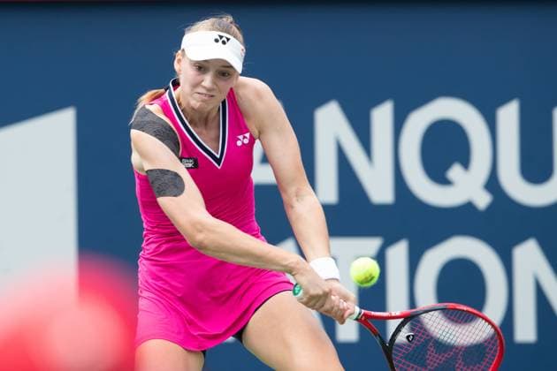 August 13, 2023: Elena Rybakina (KAZ) returns the ball during the WTA, Tennis Damen National Bank Open semifinal match at IGA Stadium in Montreal, Quebec. CSM Montreal Canada - ZUMAc04_ 20230813_zma_c04_058 Copyright: xDanielxLeax