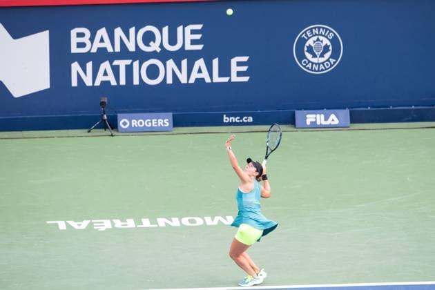 August 13, 2023: Jessica Pegula (USA) serves during the WTA, Tennis Damen National Bank Open final match at IGA Stadium in Montreal, Quebec. Jessica Pegula won the match 6-1, 6-0 over Liudmila Samsonova. CSM Montreal Canada - ZUMAc04_ 20230813_zma_c04_064 Copyright: xDanielxLeax