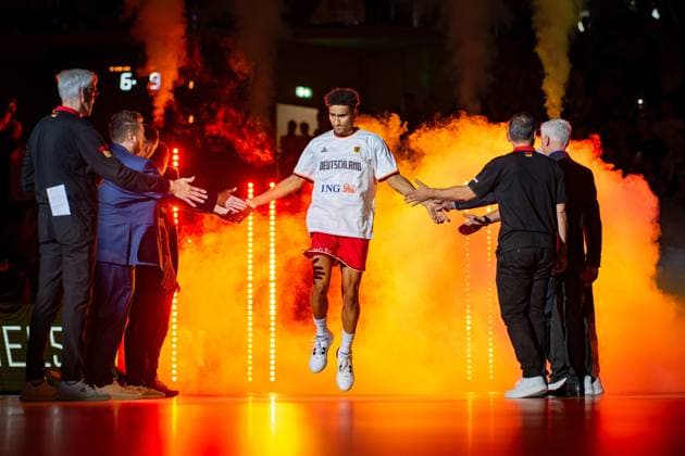 Basketball Hamburg 12 08 2023 DBB national men team international match test match Supercup Germany GER China CHN team introduction Germany Maodo Lo Germany, No 04