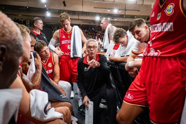 Basketball Hamburg 12 08 2023 DBB national mens team international match test match Supercup Germany GER China CHN Gordon Herbert Germany, national coach time out