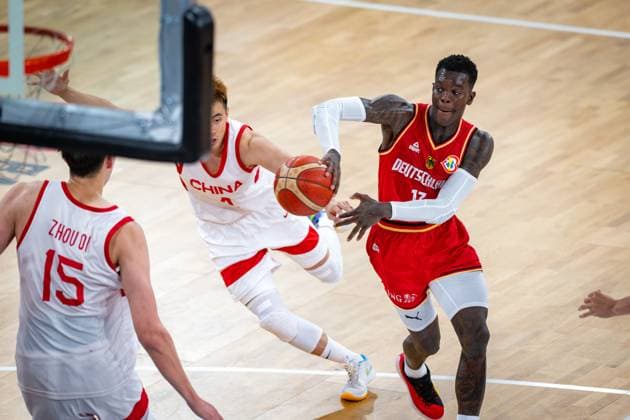 Basketball Hamburg 12 08 2023 DBB national men team international match test match Supercup Germany GER China CHN Dennis Schröder Schroeder Germany, No 17 Schröder Schroder