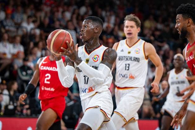 Basketball Hamburg 13 08 2023 DBB national men team international match test match Supercup Germany GER Canada CAN Dennis Schröder Schroeder Germany, No 17 Schröder Schroder