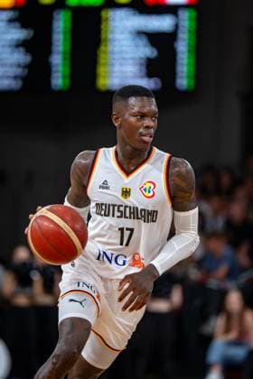 Basketball Hamburg 13 08 2023 DBB national men team international match test match Supercup Germany GER Canada CAN Dennis Schröder Schroeder Germany, No 17 Schröder Schroder