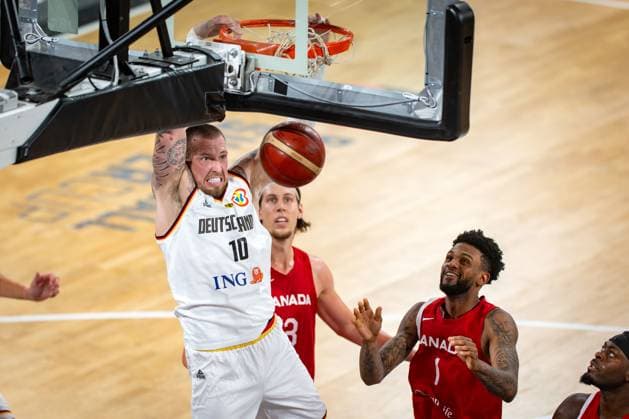 Basketball Hamburg 13 08 2023 DBB Mens National Team International Match Test Match Supercup Germany GER Canada CAN Daniel Theis Germany, No 10 Nickeil Alexander Walker Canada, No 01