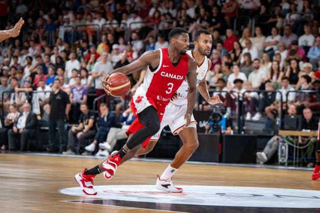 Basketball Hamburg 13 08 2023 DBB Mens National Team International Match Test Match Supercup Germany GER Canada CAN Melvin Ejim Canada, No 03 Johannes Thiemann Germany, No 32
