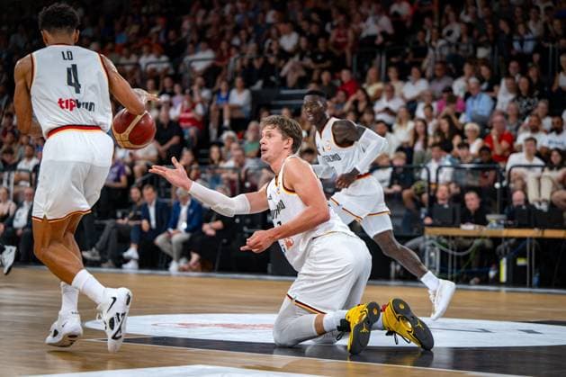 Basketball Hamburg 13 08 2023 DBB national men team international match test match Supercup Germany GER Canada CAN Moritz Wagner Germany, No 13 Maodo Lo Germany, No 04