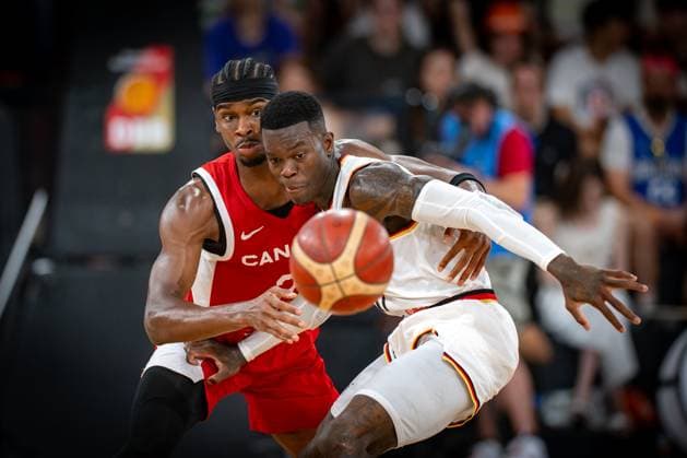 Basketball Hamburg 13 08 2023 DBB Mens National Team International Match Test Match Supercup Germany GER Canada CAN Dennis Schröder Schroeder Germany, No 17 Schröder Schroder Shai Gilgeous Alexander Canada, No 02