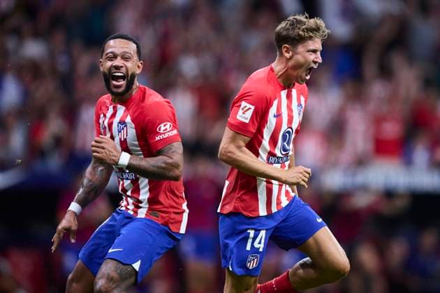 Bilder des Jahres 2023, Sport 08 August Sport Themen der Woche KW33 Sport Bilder des Tages Atletico Madrid v Granada CF - LaLiga EA Sports Marcos Llorente of Atletico de Madrid celebrates his goal during the LaLiga EA Sports match between Atletico Madrid and Granada CF at Civitas Metropolitano Stadium, in Madrid, Spain, on August 14, 2023. Madrid Spain  Copyright: xAlvaroxMedrandax originalFilename:medranda-atletico230814_npG7a.jpg