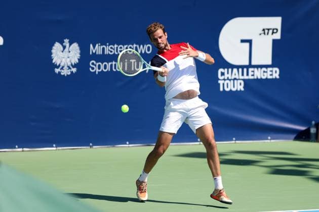 KOZERKI 15.08.2023 TURNIEJ ATP, Tennis Herren 100 LOTTO KOZERKI OPEN --- TENNIS ATP CHALLENGER TOUR 100 STEFANO NAPOLITANO FOT. PIOTR KUCZA FOTOPYK NEWSPIX.PL --- Newspix.pl POLAND OUT!  230815PYK0079
