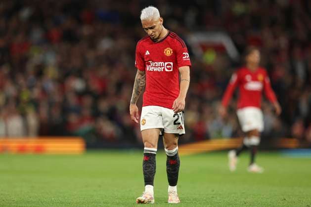 Football - 2023 2024 Premier League - Manchester United, ManU vs Wolverhampton Wanderers - Old Trafford - Monday 14th August 2023 Antony of Manchester United looks dejected 
